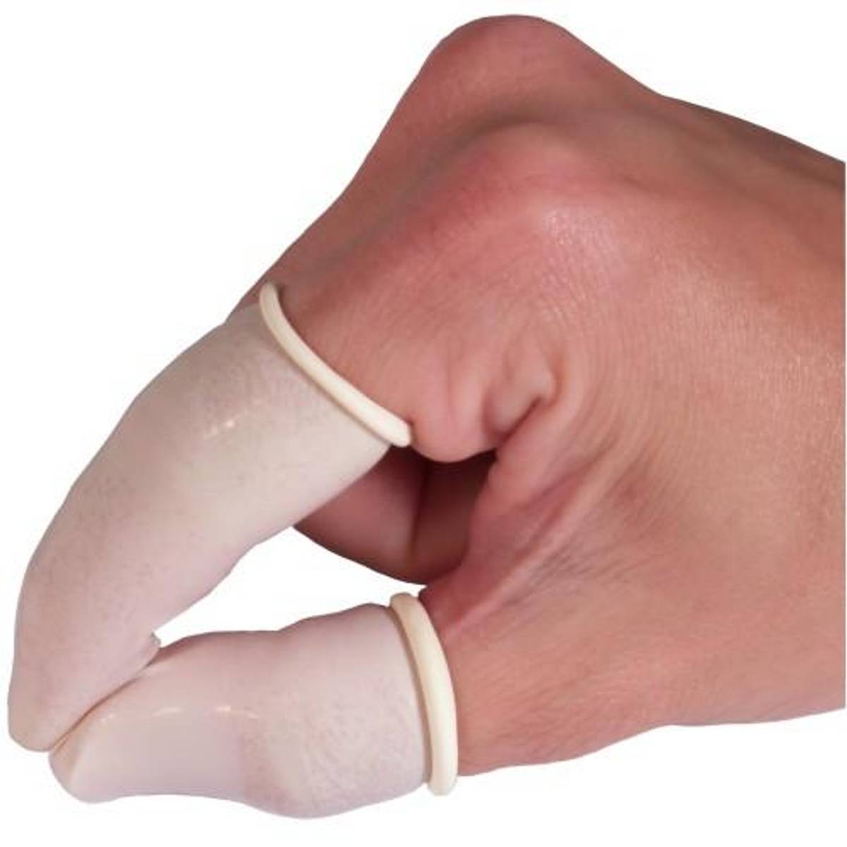 Hvite fingerkondomer til napping 100stk (Medium), ShowTech